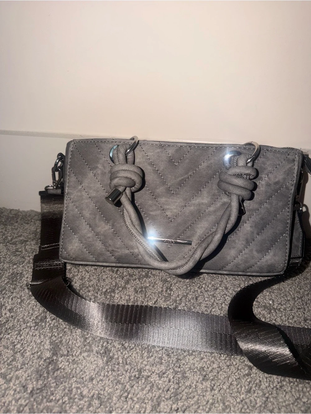 Aldo Gray  Quilted Crossbody Satchel